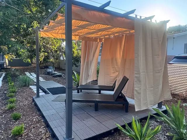 Shared pergola in the tropical garden
